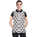 Large Black Polka Dots On Pale Grey - Women s Puffer Vest View1