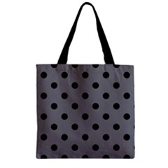 Large Black Polka Dots On Steel Grey - Zipper Grocery Tote Bag by FashionLane
