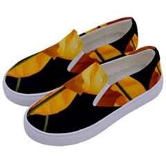 Yellow Poppies Kids  Canvas Slip Ons by Audy