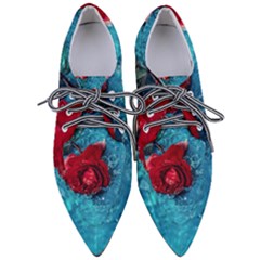 Red Roses In Water Pointed Oxford Shoes by Audy