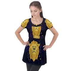 Zodiak Leo Lion Horoscope Sign Star Puff Sleeve Tunic Top by Alisyart