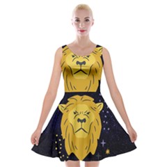 Zodiak Leo Lion Horoscope Sign Star Velvet Skater Dress by Alisyart
