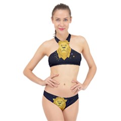 Zodiak Leo Lion Horoscope Sign Star High Neck Bikini Set by Alisyart