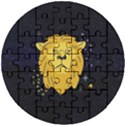 Zodiak Leo Lion Horoscope Sign Star Wooden Puzzle Round View1