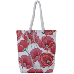 Red Poppy Flowers Full Print Rope Handle Tote (small) by goljakoff