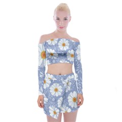 Chamomile Flower Off Shoulder Top With Mini Skirt Set by goljakoff