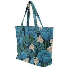 Blue Roses Zip Up Canvas Bag by goljakoff