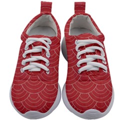 Red Sashiko Kids Athletic Shoes by goljakoff