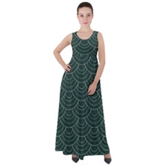 Green Sashiko Empire Waist Velour Maxi Dress by goljakoff