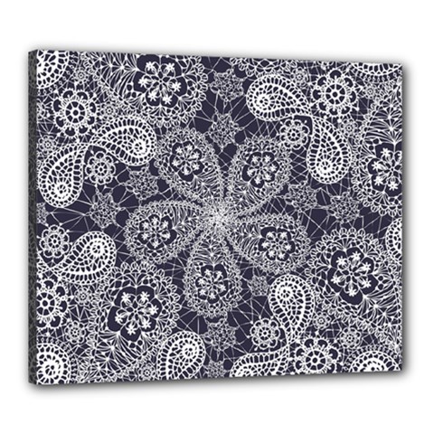 White Flower Mandala Canvas 24  X 20  (stretched) by goljakoff