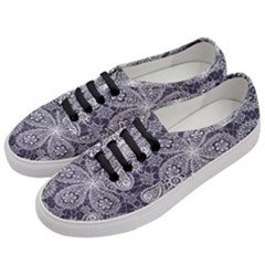 White Flower Mandala Women s Classic Low Top Sneakers by goljakoff