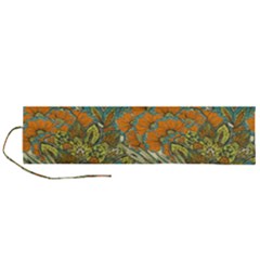 Orange Flowers Roll Up Canvas Pencil Holder (l) by goljakoff