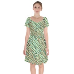 Green Leaves Short Sleeve Bardot Dress by goljakoff