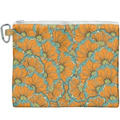 Orange Flowers Canvas Cosmetic Bag (xxxl) by goljakoff