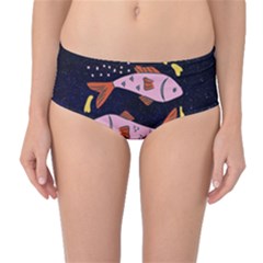 Fish Pisces Astrology Star Zodiac Mid-waist Bikini Bottoms
