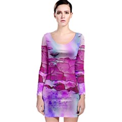 Background Crack Art Abstract Long Sleeve Bodycon Dress