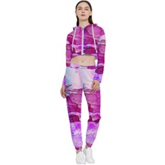 Background Crack Art Abstract Cropped Zip Up Lounge Set