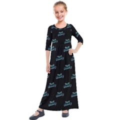 Just Beauty Words Motif Print Pattern Kids  Quarter Sleeve Maxi Dress by dflcprintsclothing