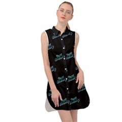 Just Beauty Words Motif Print Pattern Sleeveless Shirt Dress by dflcprintsclothing