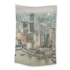 Lujiazui District Aerial View, Shanghai China Small Tapestry by dflcprintsclothing