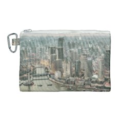 Lujiazui District Aerial View, Shanghai China Canvas Cosmetic Bag (large) by dflcprintsclothing