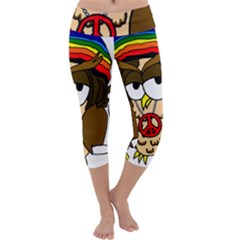  Rainbow Stoner Owl Capri Yoga Leggings by IIPhotographyAndDesigns