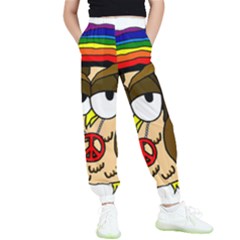  Rainbow Stoner Owl Kids  Elastic Waist Pants by IIPhotographyAndDesigns
