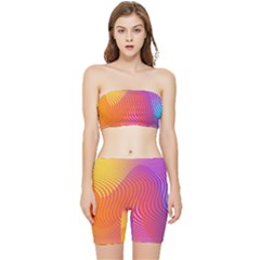 Chevron Line Poster Music Stretch Shorts And Tube Top Set
