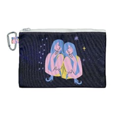 Twin Horoscope Astrology Gemini Canvas Cosmetic Bag (large)