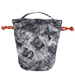 Sex Painting Word Letters Drawstring Bucket Bag