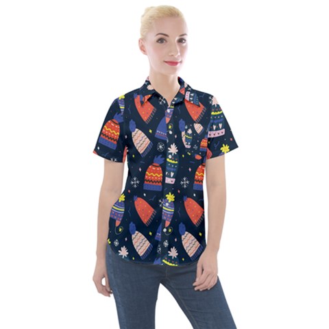 Beanie Love Women s Short Sleeve Pocket Shirt by designsbymallika