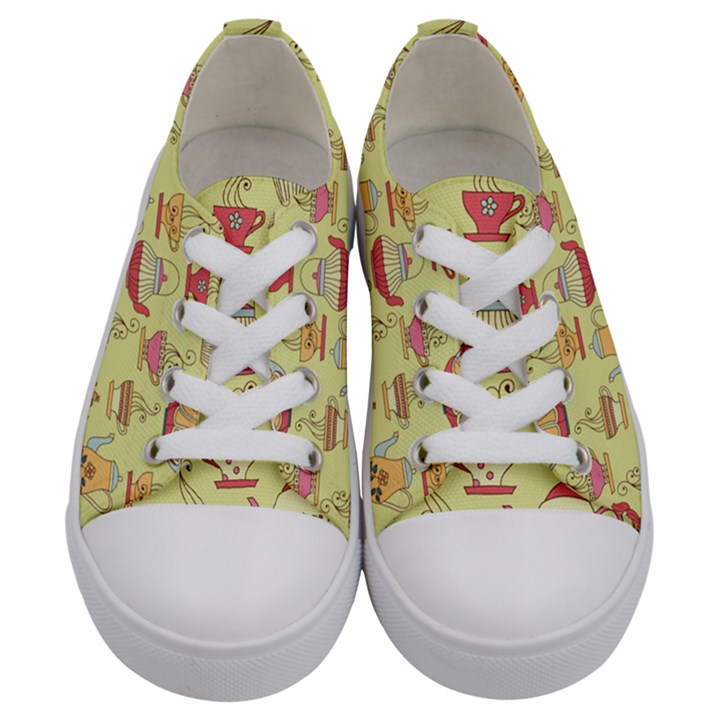 Etnic Cups Pattern Kids  Low Top Canvas Sneakers