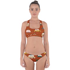 Cute Merry Christmas And Happy New Seamless Pattern With Cars Carrying Christmas Trees Cross Back Hipster Bikini Set by EvgeniiaBychkova