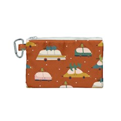 Cute Merry Christmas And Happy New Seamless Pattern With Cars Carrying Christmas Trees Canvas Cosmetic Bag (small) by EvgeniiaBychkova