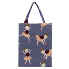 Cute  Pattern With  Dancing Ballerinas On The Blue Background Classic Tote Bag by EvgeniiaBychkova
