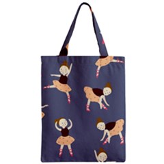 Cute  Pattern With  Dancing Ballerinas On The Blue Background Zipper Classic Tote Bag by EvgeniiaBychkova