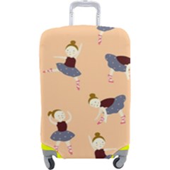 Cute  Pattern With  Dancing Ballerinas On Pink Background Luggage Cover (large) by EvgeniiaBychkova