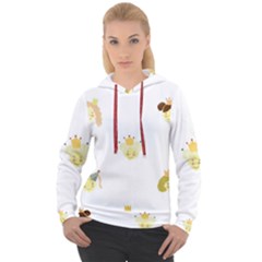 Cute Delicate Seamless Pattern With Little Princesses In Scandinavian Style With Texture Of Natural Women s Overhead Hoodie by EvgeniiaBychkova