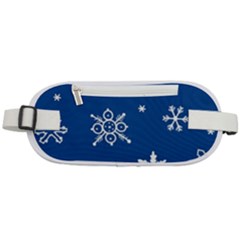 Christmas Seamless Pattern With White Snowflakes On The Blue Background Rounded Waist Pouch