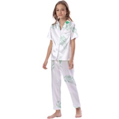 Flower Branch Corolla Wreath Vector Kids  Satin Short Sleeve Pajamas Set
