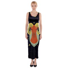 Zodiak Aries Horoscope Sign Star Fitted Maxi Dress