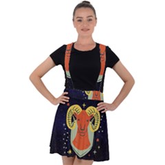 Zodiak Aries Horoscope Sign Star Velvet Suspender Skater Skirt by Alisyart