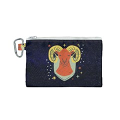 Zodiak Aries Horoscope Sign Star Canvas Cosmetic Bag (small) by Alisyart