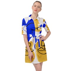 Evening Mood Face Drawing Belted Shirt Dress by ArtsyWishy