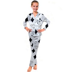 Black & Gold Diamond Design Kid s Satin Long Sleeve Pajamas Set by ArtsyWishy