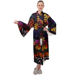 Butterfly Floral Pattern Maxi Velour Kimono by ArtsyWishy