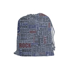 Dark Denim With Letters Drawstring Pouch (large) by ArtsyWishy