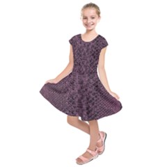 Purple Leather Snakeskin Design Kids  Short Sleeve Dress by ArtsyWishy