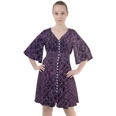 Purple Leather Snakeskin Design Boho Button Up Dress by ArtsyWishy