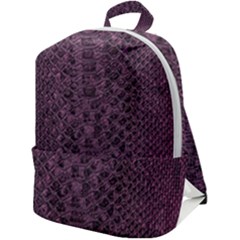 Purple Leather Snakeskin Design Zip Up Backpack by ArtsyWishy